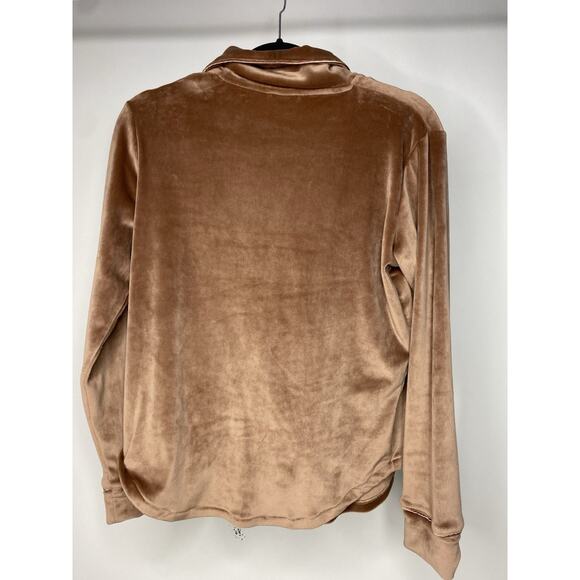 SKIMS Velour Button Up PJ Shirt in Sienna Brown Women's XS Pajama Lounge Top - Picture 4 of 4
